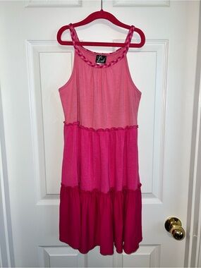 Girl’s Pink & Violet Tiered Tank Dress